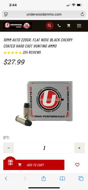 Underwood 220gr 10mm Hardcast