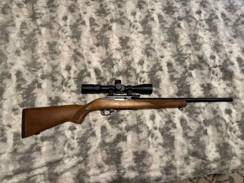 Ruger 10/22 threaded barrel, w/ primary arms scope