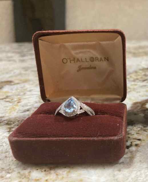 14k Aquamarine &amp; Diamond engagement set 