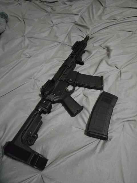 AR15 Pistol with accessories and 2 mags