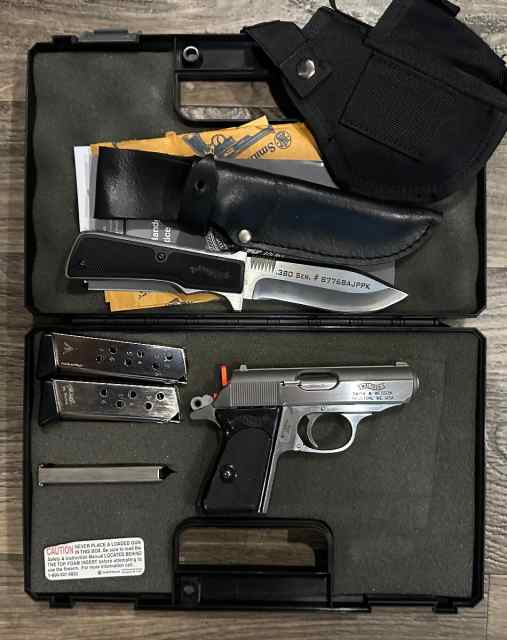 Walther PPK stainless steel 380 with knife rare 